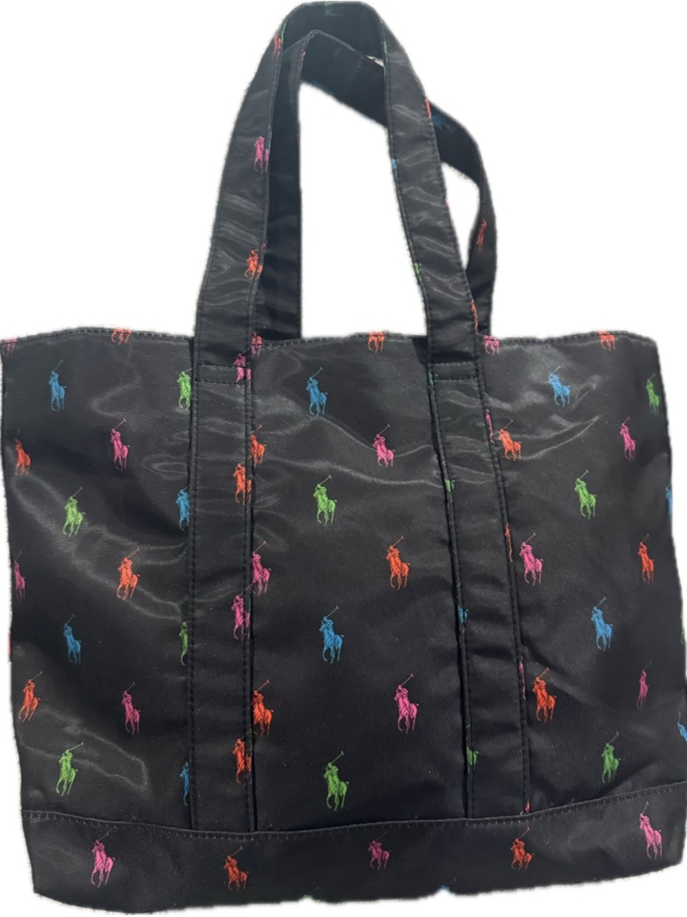 Ralph Lauren Black Tote with Multicolor Polo Player